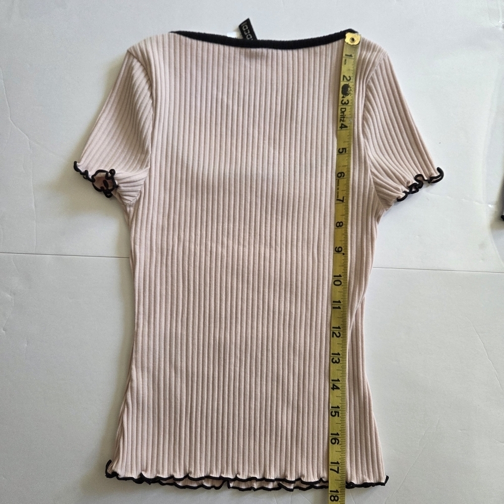 Two Ribbed Square Neck Tops - Black Trim - Picture 6 of 10